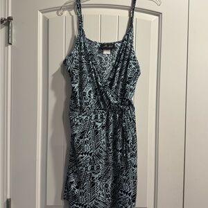 Lavish Black and Blue Geometric Mini Dress